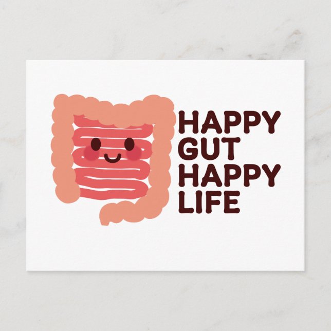 Cartes Pour Fêtes Annuelles Happy Gut, Happy Life - Intérieur souriant mignon (Devant)