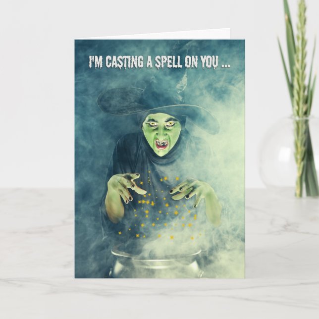 Cartes Pour Fêtes Annuelles Happy Halloween Creepy Witch Casting Spell (Devant)