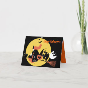 Cartes Pour Fêtes Annuelles Happy Halloween éffrayant dessin humoristique plié