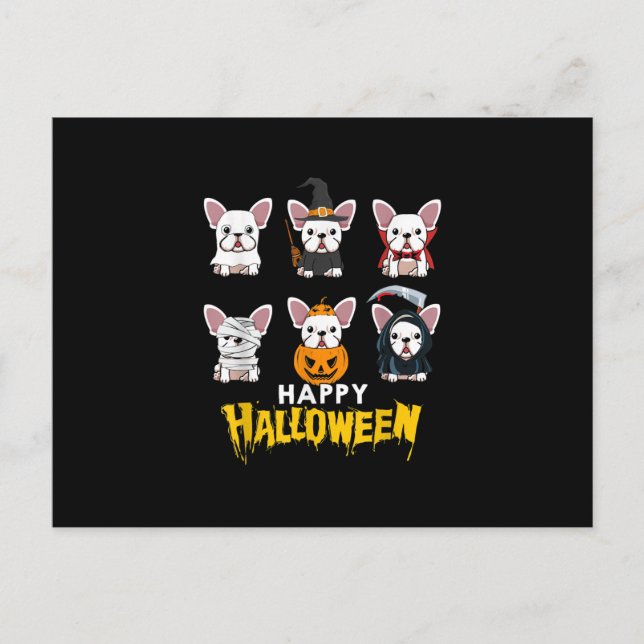 Cartes Pour Fêtes Annuelles Happy Halloween Funny Chiens Costume mignon Bulldo (Devant)