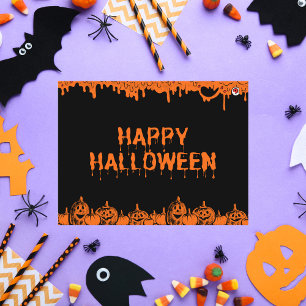 Cartes Pour Fêtes Annuelles Happy Halloween Grungy Driving orange et noir
