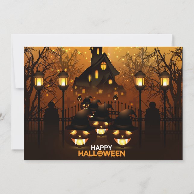 Cartes Pour Fêtes Annuelles Happy Halloween Haunted House (Devant)