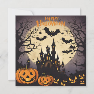 Cartes Pour Fêtes Annuelles Happy Halloween - Haunted House, Citrouilles et ch