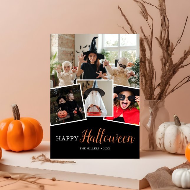 Cartes Pour Fêtes Annuelles Happy Halloween moderne Black Photo Holiday Card (Créateur téléchargé)