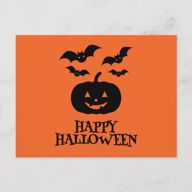 Cartes Pour Fêtes Annuelles Happy Halloween Pumpkin Bat Minimal (Devant)