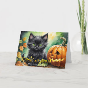Cartes Pour Fêtes Annuelles Happy Halloween ruse ou traiter chaton