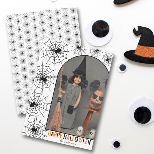Cartes Pour Fêtes Annuelles Happy Halloween toile d'araignée et photo