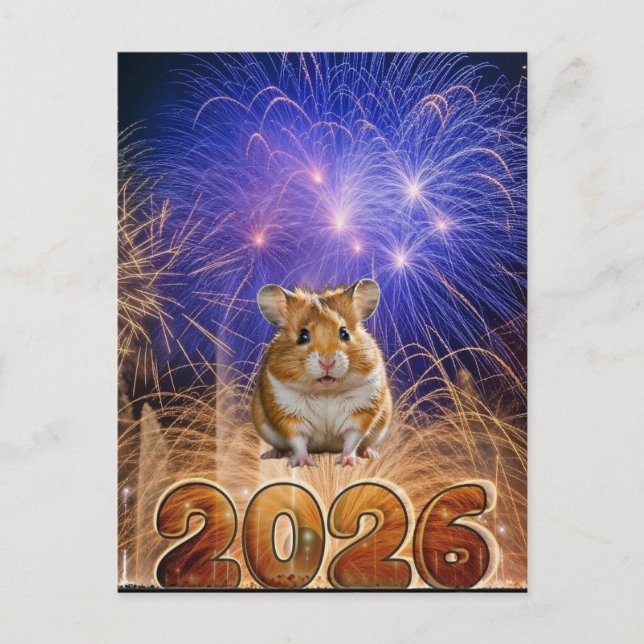Cartes Pour Fêtes Annuelles Happy Hammie New Year Holiday Postcard (Devant)