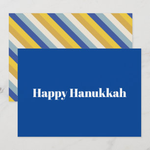 Cartes Pour Fêtes Annuelles Happy Hanoukka bleu or moderne rayures typographie