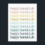 Cartes Pour Fêtes Annuelles Happy Hanoukka Colorful Elegant Typographie Budget<br><div class="desc">Célébrez le Festival des lumières avec cette carte postale Hanoukka magnifiquement conçue. Avec l'accueil "Happy Hanoukka" dans un dégradé moderne de tons pastel doux, cette carte est parfaite pour envoyer des souhaits de vacances chaleureux à des amis, à la famille ou à des proches. Avec son style minimaliste et ses...</div>