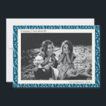 Cartes Pour Fêtes Annuelles Happy Hanoukka Custom Photo Blue Floral Boho<br><div class="desc">Fleurs botaniques Boho motif en bleu et blanc turquoise pour Hanoukka,  personnalisées avec votre nom et votre photo.</div>