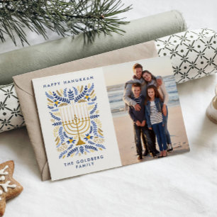 Cartes Pour Fêtes Annuelles Happy Hanoukka Festive Watercolor Menorah Photo