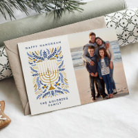 Happy Hanoukka Festive Watercolor Menorah Photo