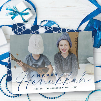 Cartes Pour Fêtes Annuelles Happy Hanoukka Modern écriture manuscrite Script p