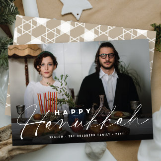 Cartes Pour Fêtes Annuelles Happy Hanoukka Modern Handwriting Script Photo