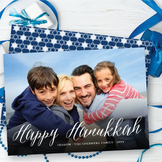 Cartes Pour Fêtes Annuelles Happy Hanoukka Modern tendance photo de script bla