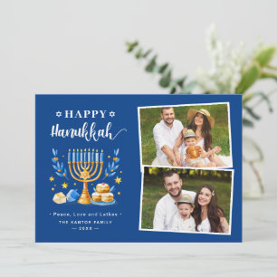 Cartes Pour Fêtes Annuelles Happy Hanoukka Peace Love Lights Stars 2 Photo
