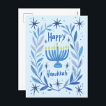 Cartes Pour Fêtes Annuelles Happy Hanukkah Botanical Menorah Watercolor<br><div class="desc">Sweet drawing to wish someone happy hanukkah! Click "edit using design tool" to add your own text. Also available as greeting card or digital download to send instantly via email or text message. Check my shop for more or let me know if you'd like something custom! I can create custom...</div>