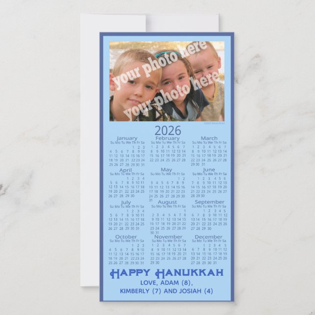 Cartes Pour Fêtes Annuelles Happy Hanukkah Custom Photo 2026 Calendar Picture (Devant)
