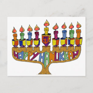 Cartes Pour Fêtes Annuelles Happy Hanukkah Dreidels Menorah