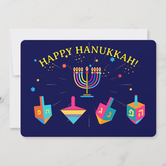 Cartes Pour Fêtes Annuelles Happy Hanukkah Gold Menorah Jewish Holiday (Devant)