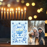 Cartes Pour Fêtes Annuelles Happy Hanukkah Menorah Hand Drawn CUSTOM PHOTO<br><div class="desc">Sweet wreath drawing to wish someone happy holidays! Add your own photo! Click "personalize" to add your own photo. You can also add text to the front or back side. Check my shop for more options. Also available as digital download to send instantly via email or text message and postcards...</div>