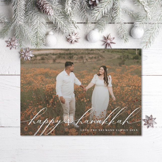 Cartes Pour Fêtes Annuelles Happy Hanukkah Menorah Hanukkiah Photo (Créateur téléchargé)