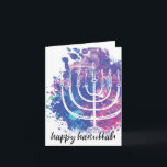 Cartes Pour Fêtes Annuelles Happy Hanukkah, Menorah, Modern Art-Inspired<br><div class="desc">Modern art-inspired menorah illustration,  "Happy Hanukkah."</div>