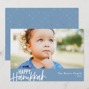 Cartes Pour Fêtes Annuelles Happy Hanukkah Modern Photo Light Blue