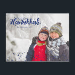 Cartes Pour Fêtes Annuelles Happy Hanukkah Snow Bubbles Photo Postcards<br><div class="desc">Stylish and cute Happy Hanukkah Snow Bubbles Holiday Photo Postcards are perfect for all your friends and family this holiday season.  Customize the text with your family name and the year and swap out the picture for a photo of your kids,  pet,  or the whole family.</div>