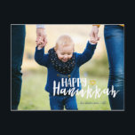 Cartes Pour Fêtes Annuelles Happy Hanukkah Star of David Photo Postcards<br><div class="desc">Stylish and cute Happy Hanukkah Star of David Holiday Photo Postcards are perfect for all your friends and family this holiday season.  Customize the text with your family name and the year and swap out the picture for a photo of your kids,  pet,  or the whole family.</div>