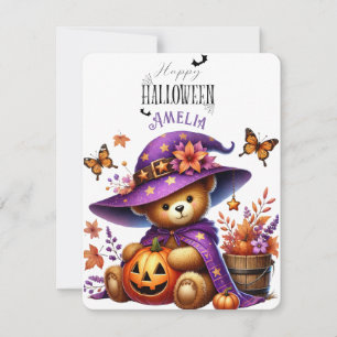 Cartes Pour Fêtes Annuelles Happy Helloween Cute Wizard Bear