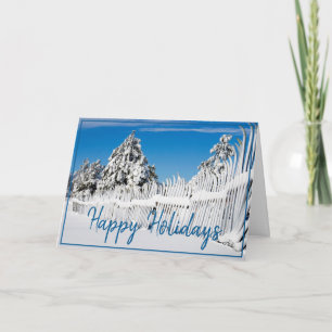 Cartes Pour Fêtes Annuelles Happy Holiday Blues Winter Snow Ski Fence