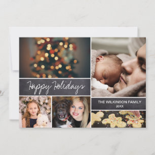 Cartes Pour Fêtes Annuelles Happy Holidays 2021 Photo Collage Chalkboard