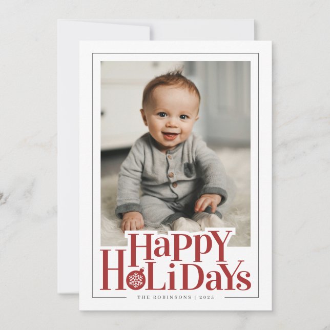 Cartes Pour Fêtes Annuelles Happy Holidays Bold Red Photo (Devant)