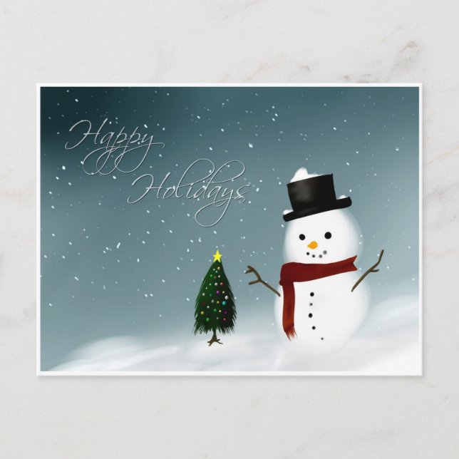 Cartes Pour Fêtes Annuelles Happy Holidays bonhomme de neige (Devant)