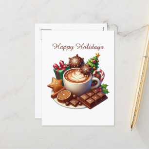 Cartes Pour Fêtes Annuelles Happy Holidays café bonhomme de neige