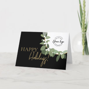 Cartes Pour Fêtes Annuelles Happy Holidays Company Logo Or noir Custom