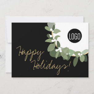Cartes Pour Fêtes Annuelles Happy Holidays Custom Corporate Logo Wreath