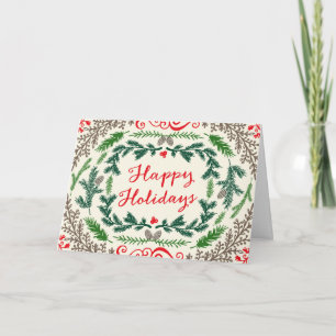 Cartes Pour Fêtes Annuelles Happy Holidays Elegant Pines Greeting Card