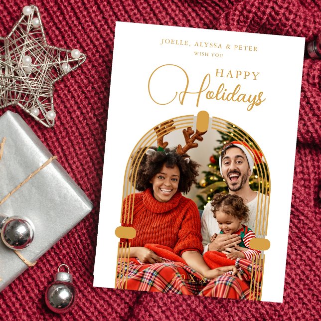 Cartes Pour Fêtes Annuelles Happy Holidays Exquisite Golden Dome Arch Photo (Happy Holidays Exquisite Fake Golden Dome Arch Photo Holiday Card with Envelope.)