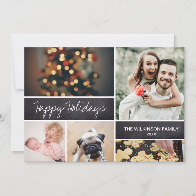 Cartes Pour Fêtes Annuelles Happy Holidays Family Photo Collage (Devant)