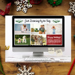 Cartes Pour Fêtes Annuelles Happy Holidays Funny Zoom Quarantine<br><div class="desc">Amusez-vous avec votre carte de vacances cette année avec cette carte amusante avec un écran d'ordinateur Zoom et 5 de vos photos préférées et 2 notes collantes personnalisées. Personnalisez avec votre propre titre et texte personnalisés. Le Backside dispose d'un motif à pois rouge et blanc. Une carte de Noël, de...</div>