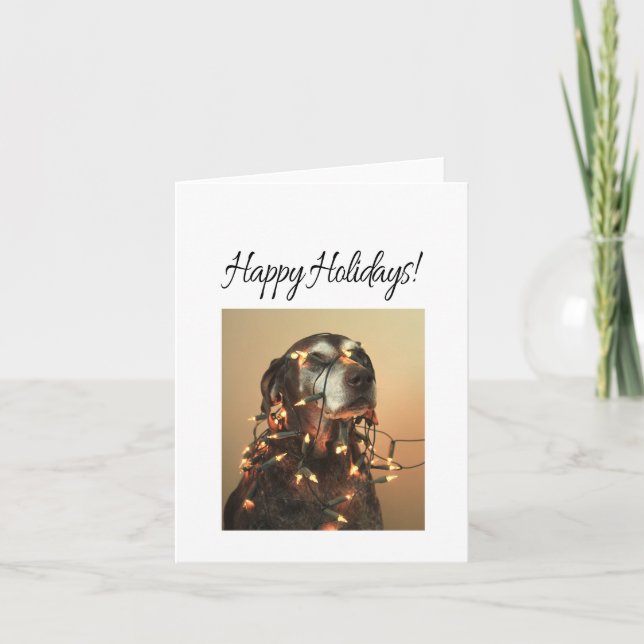 Cartes Pour Fêtes Annuelles Happy Holidays german shorthred pointer (Devant)