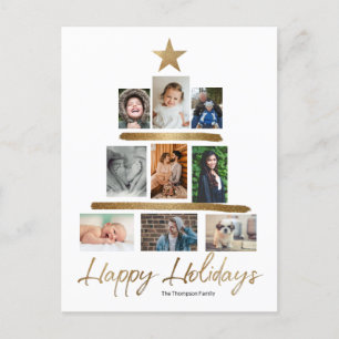 Cartes Pour Fêtes Annuelles Happy Holidays Gold Christmas Tree Photo Collage