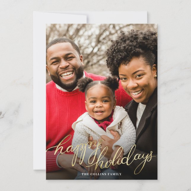 Cartes Pour Fêtes Annuelles Happy Holidays Gold Simple Photo Holiday Card (Devant)