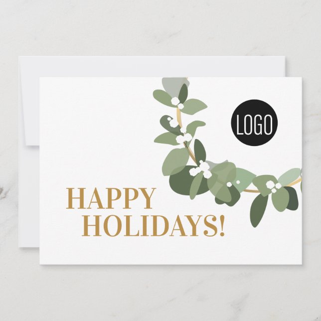 Cartes Pour Fêtes Annuelles Happy Holidays Gold teinte Moderne Wreath Your Log (Devant)