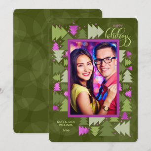 Cartes Pour Fêtes Annuelles Happy Holidays Green Purple Holiday Trees