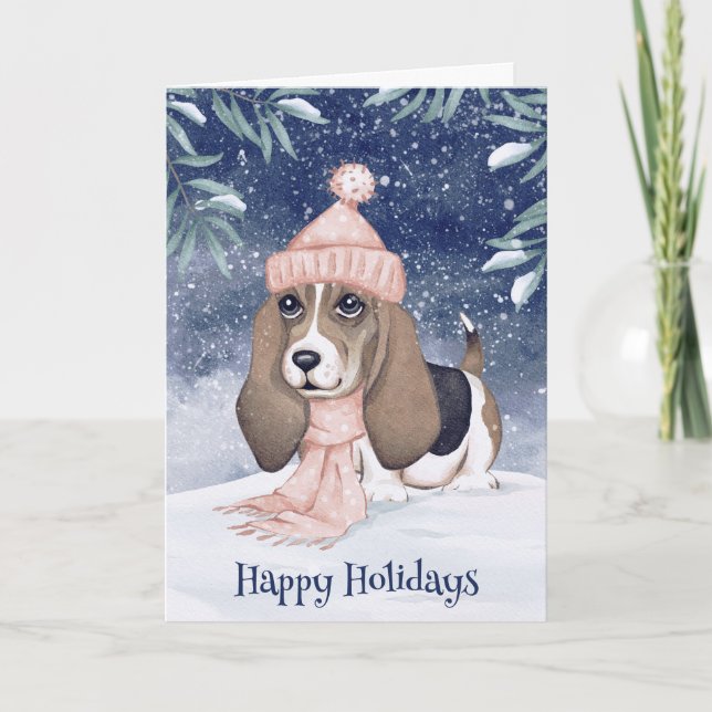 Cartes Pour Fêtes Annuelles Happy Holidays Hound Dog (Devant)