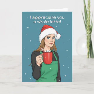 Cartes Pour Fêtes Annuelles Happy Holidays Merry Christmas Barista Woman